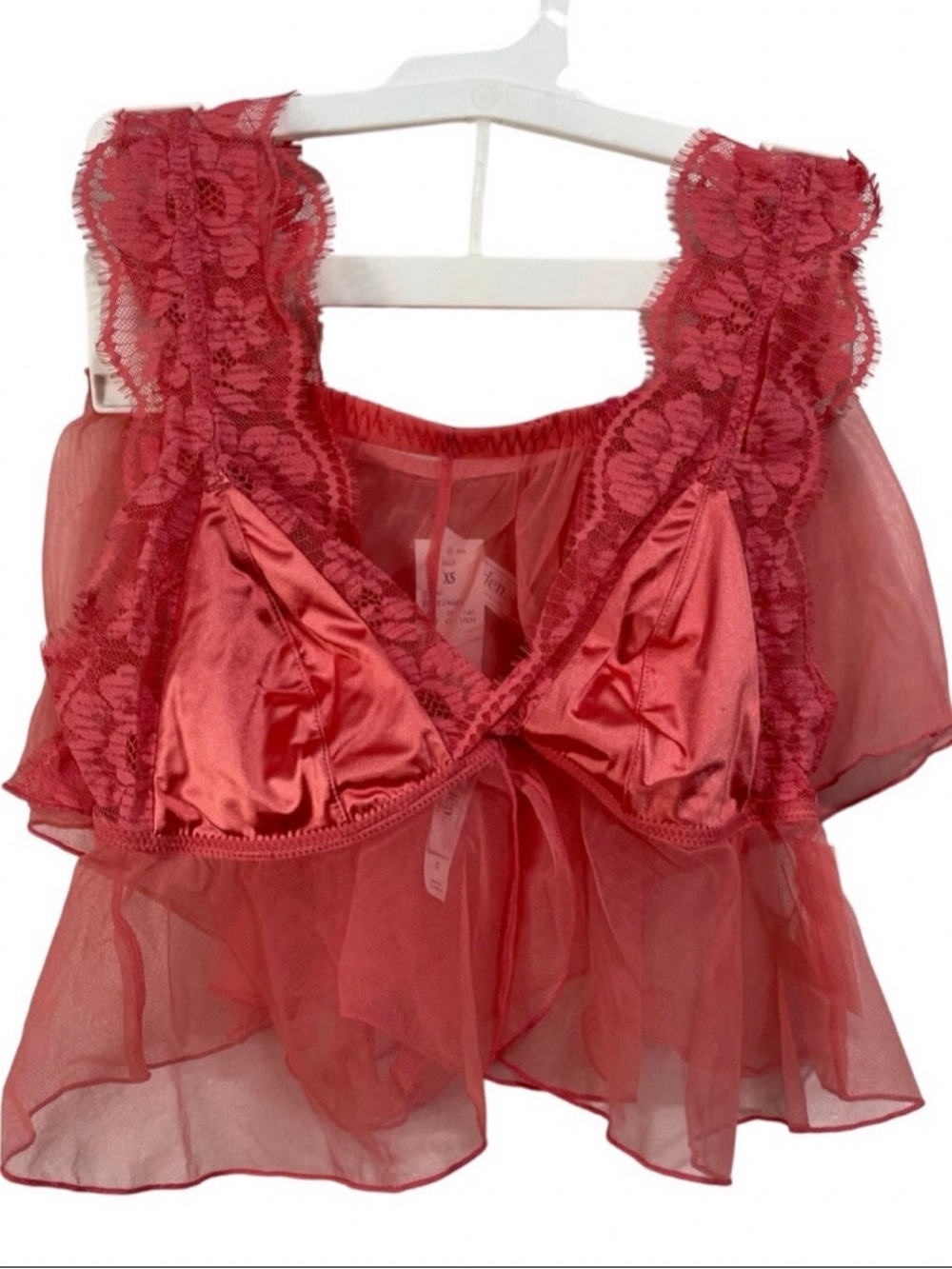 Auden Coral Lace & Mesh Ruffle Bralette
